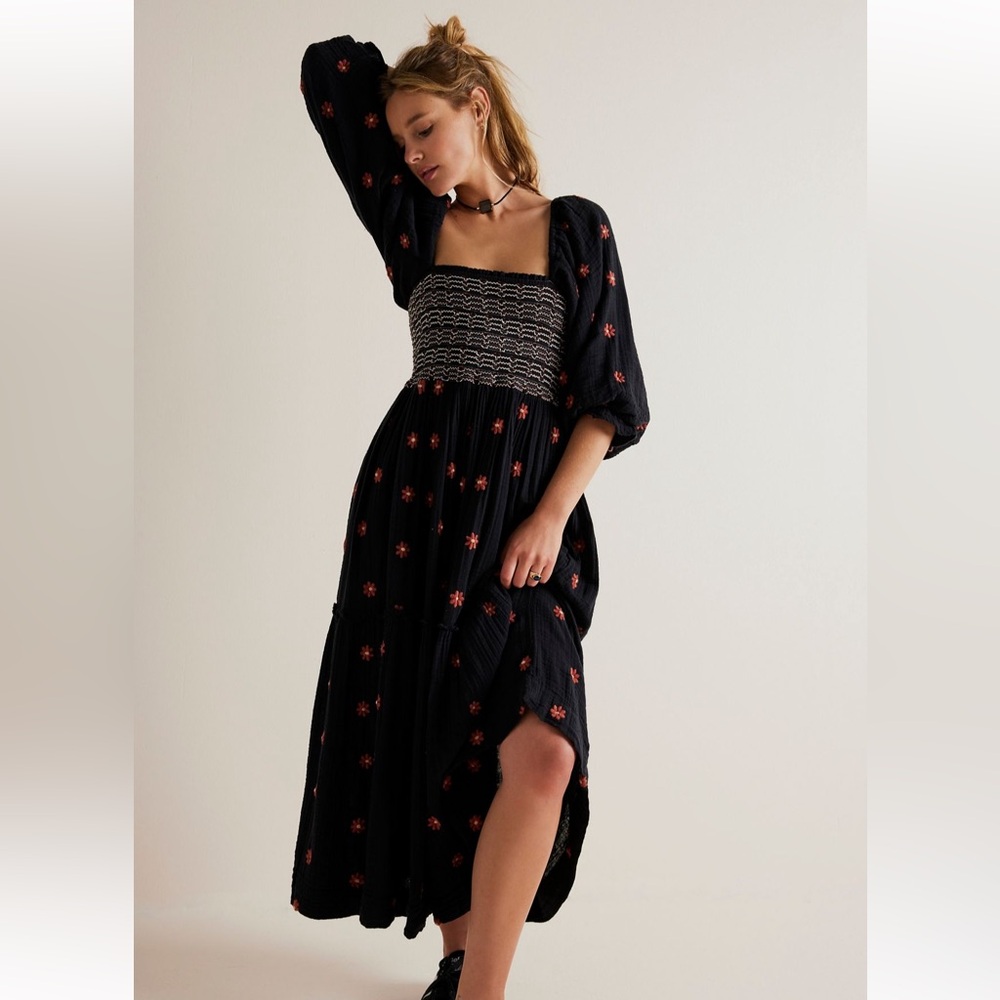 Free people dahlia embroidered maxi dress